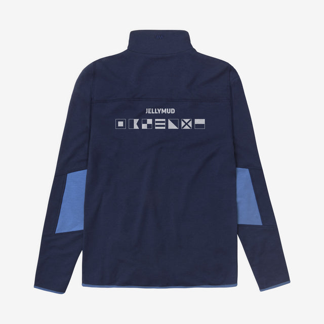 Navy Quarter Zip Sweatshirt with Print: A stylish and comfortable navy sweatshirt featuring a unique print design. This quarter zip sweatshirt is perfect for casual outings or layering up in colder weather. Stay cosy and fashionable with this versatile wardrobe essential.