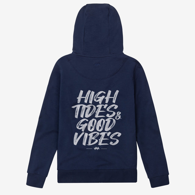 Jellymud junior bamboo navy hoodie with white print on back
