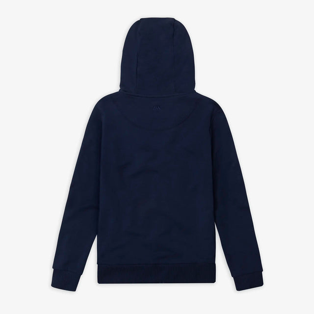 Back view of the Jellymud Juniors' Boulder Zip Through Hoodie in bamboo and organic cotton blend, a comfortable and stylish choice for young adventurers.