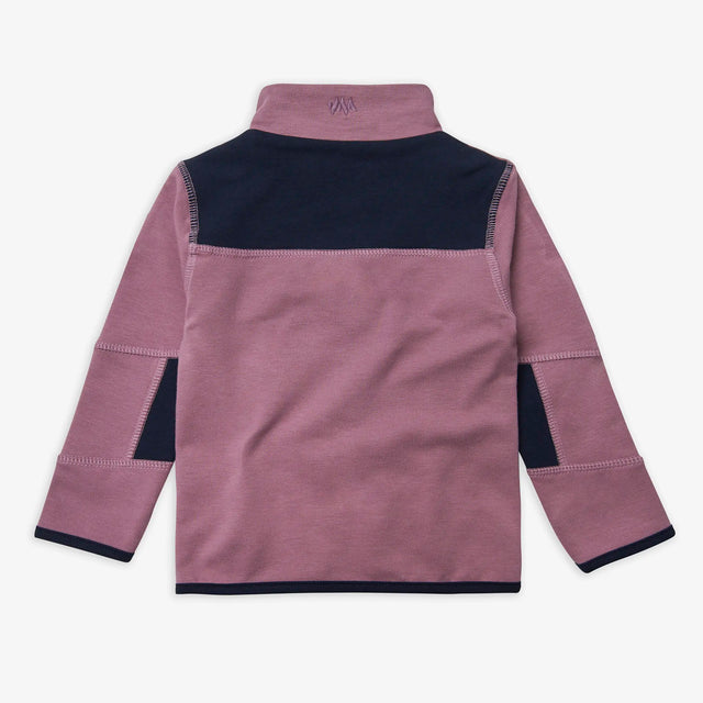 Back view of Jellymud Kids' Ridge Sweatshirt. Made from bamboo and organic cotton with quarter zip.