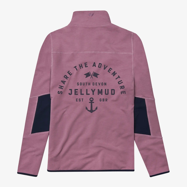 Back view of Jellymud Women's Adventure Bamboo Sweatshirt, showcasing a custom design printed in England.