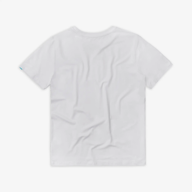 Back view of women's white bamboo t-shirt. The shirt has a clean and simple design with no graphics on the back, offering a timeless and minimalist style.