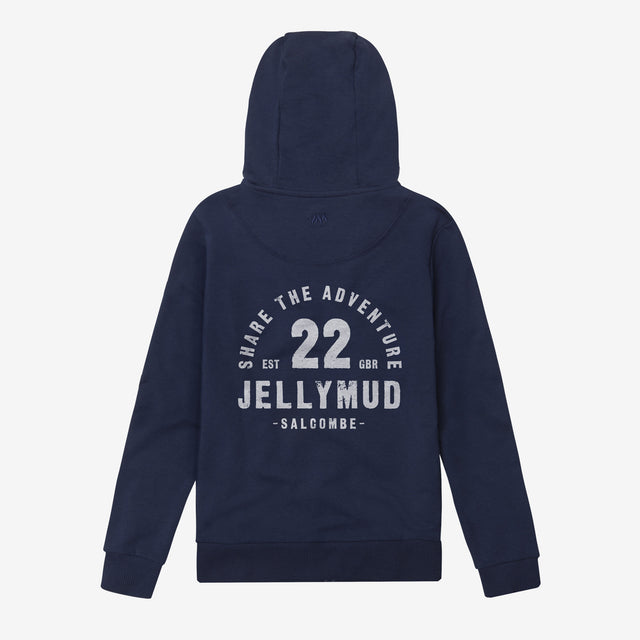 Back view of Jellymud Junior Burton Bamboo Hoodie in Navy.